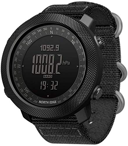 LQQZZZ Reloj Inteligente de los Hombres, Reloj táctica Militar Impermeable con retroiluminación LED brújula altímetro/barómetro/termómetro/Contador de Pasos adecuados para el Senderismo al Aire Libre