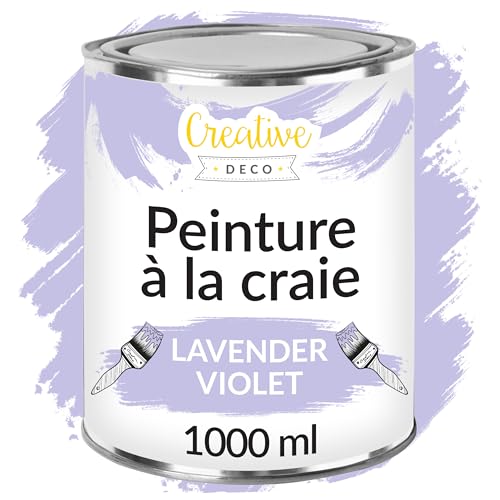 Creative Deco Peinture à la Craie Violet Lavande | 1L | Mat et Lavable | Peinture Bois | Idéal pour Rénovation de Meubles | Chalk Paint | Ardoise Craie