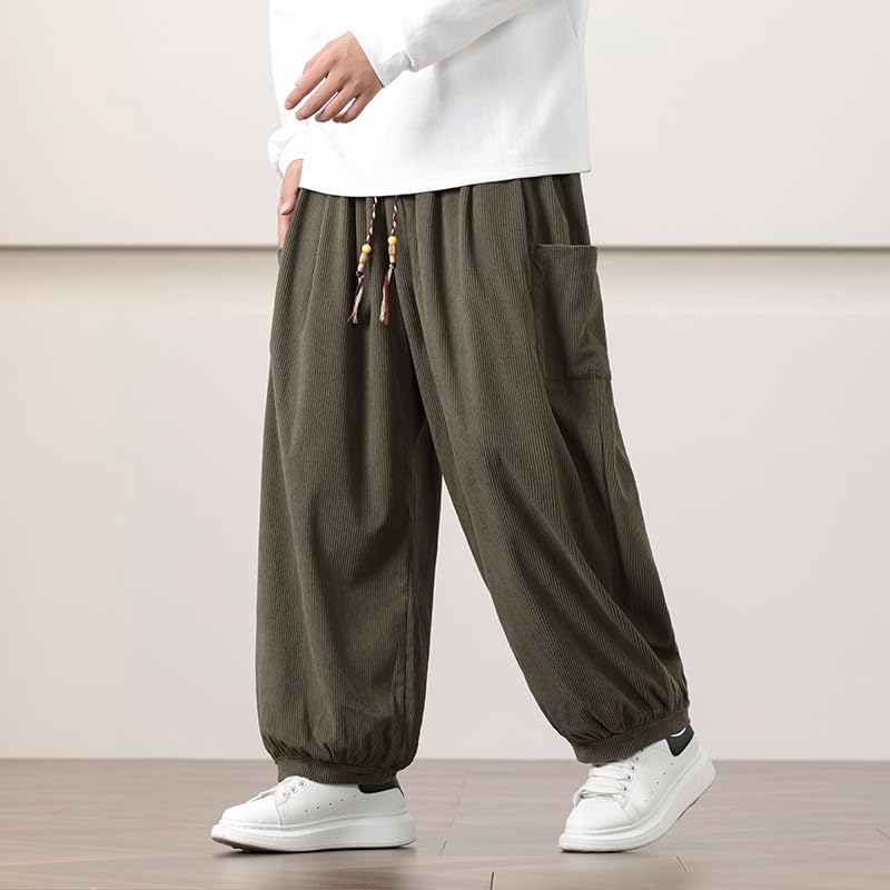 GUOYUXIAO Men's Pants Autumn Winter Ankle-Length Embroidery Trouser4