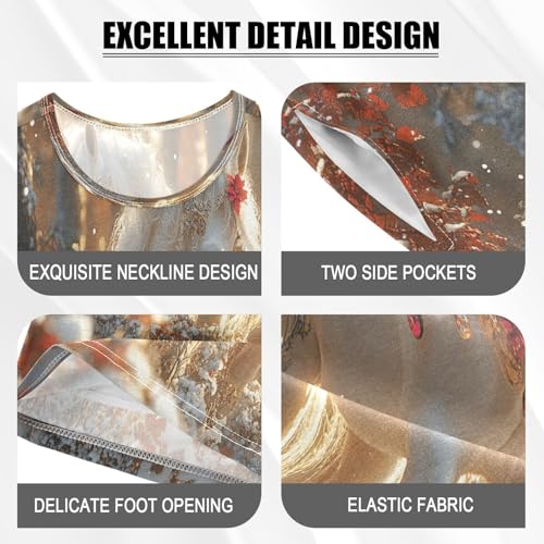 ALAZA White Horse Winter Landscape Pajamas Set Short Sleeve Cotton Sleepwear Summer Pjs 2 Piece 5-14Y4