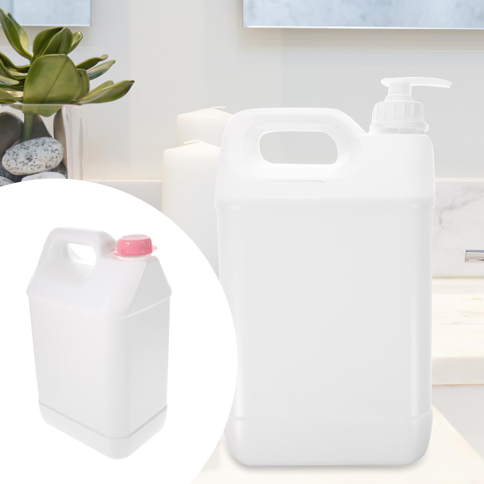 Dispenser Pompa da 5l per Sapone e Lozioni, Flacone Ricaricabile Bianco Tubo, Contenitore Erogatore per Cosmetici e Bagno, Apertura Ampia per Uso Domestico e Professionale