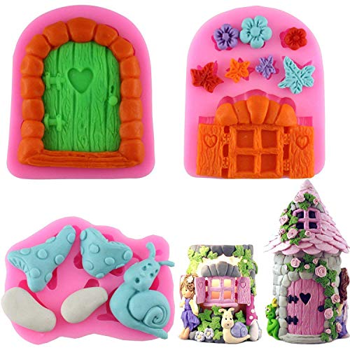 Zeagro Juego de 3 moldes de silicona para fondant de chocolate, diseño vintage de hadas y...