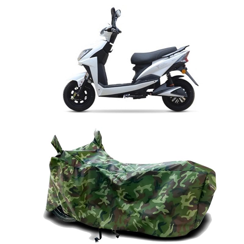 Image of DUFFEL-100% Heat Protection Two Wheeler Bike /Scooty Body Cover for Techo Electra Neo Water Resistance /UV-Rays /Birds Dropping /Scratchproof /Dust Proof /Waterproof[Green Jungle Print]