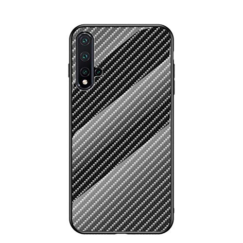 MadBee Cover per Huawei Nova 4 [con Pellicola Proteggi Schermo],Custodia Protettiva in Vetro Temperato 9H[Modello di Fibra]+ Cornice Paraurti in Silicone Morbido Cover Case (Nero)