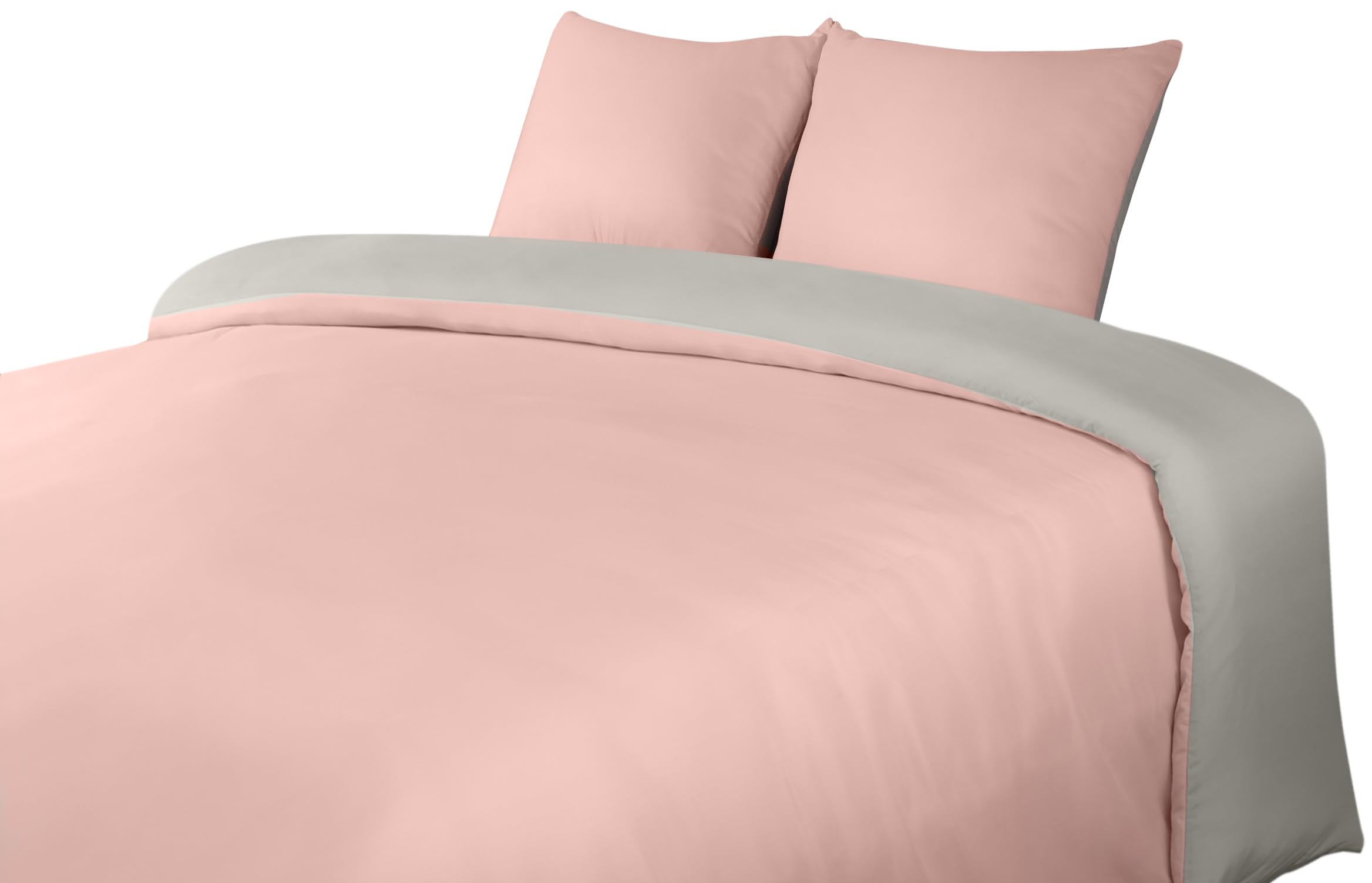 Utopia Bedding Copripiumino Matrimoniale 240x220 - Microfibra Copripiumino 240x220cm + Federe 65x65cm - Grigio/Rosa