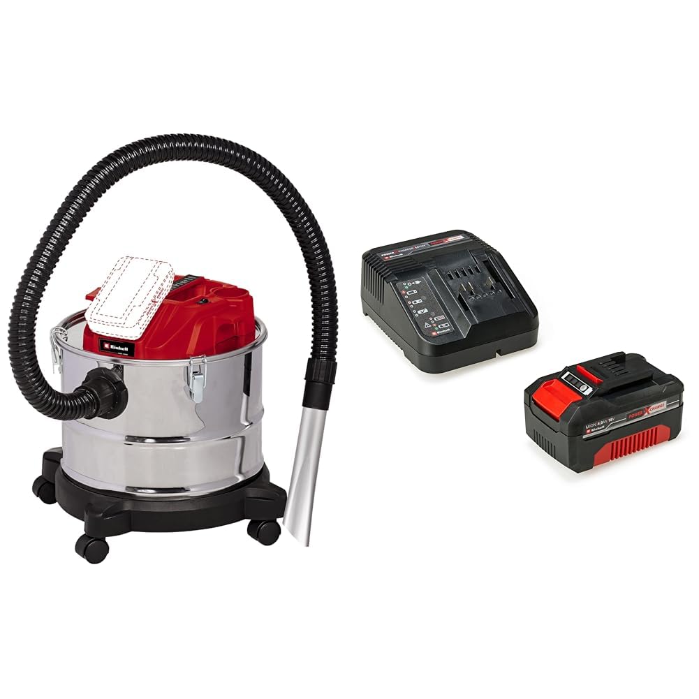 Einhell TE-AV 18/15 Li C - Solo, Akülü Kül Süpürgesi ve Einhell 18V 4,0 Ah PXC Starter Kit (Başlangıç Seti)