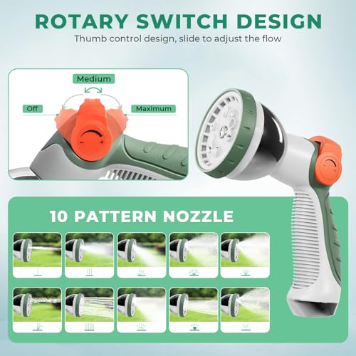 HIRALIY Retractable Garden Hose Reel 1/2'' x 100 ft + 6 ft, Super Heavy Duty, Any Length Lock, Automatic Rewind, Wall Mounted and 180° Swivel Bracket