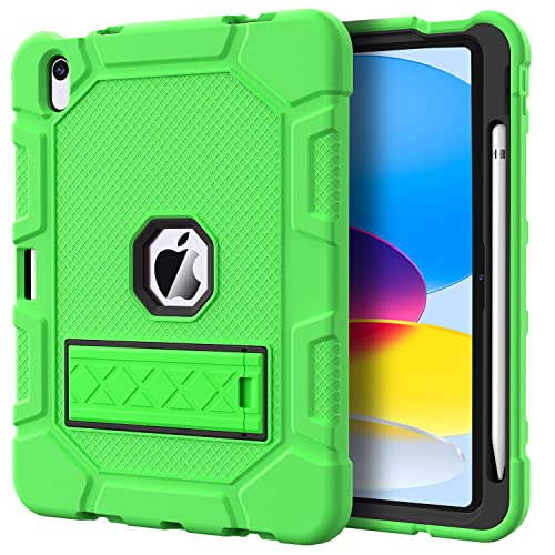 Image of Case for iPad (A16) 11th Generation 11 Inch 2025 / iPad 10th Generation 10.9 Inch 2022, [Built-in Pencil Holder] Heavy Duty Shockproof Rugged Protective Case, Green
