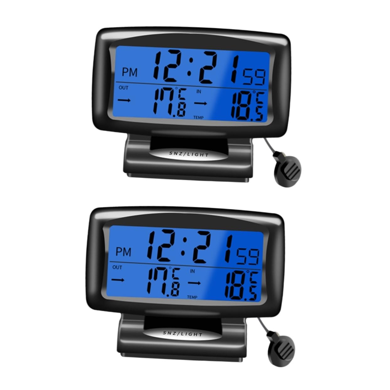iplusmile 2piezas Electrónico Para Auto Doble Temperatura y Reloj Digital Luminiscente Para Tablero De Coche Resistente Al Agua Fácil Instalación Sin Perforación