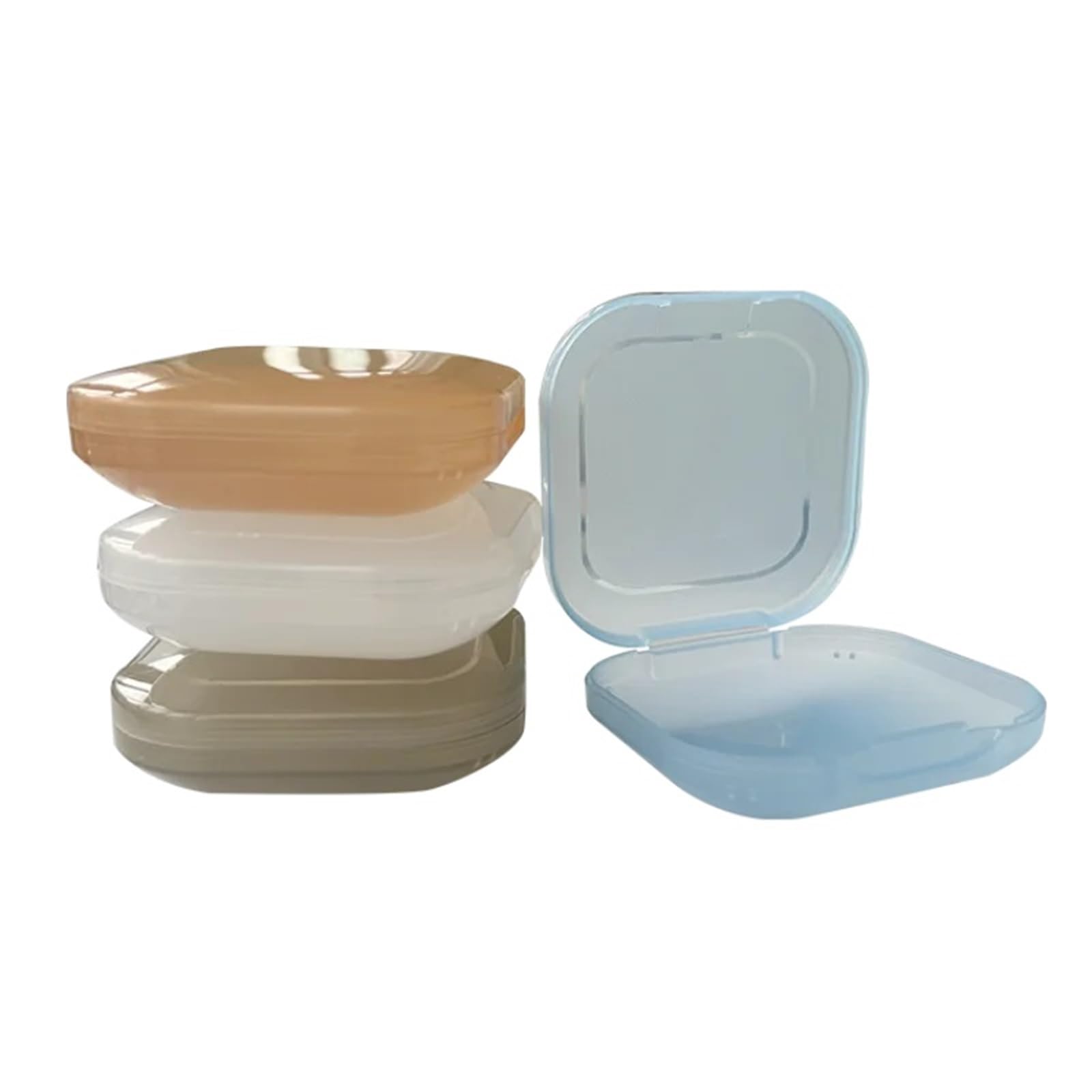 Porta Apparecchio Denti 50 pezzi di scatola for protesi dentali, contenitore for paradenti, trasparente for denti, finti(50pcs White)