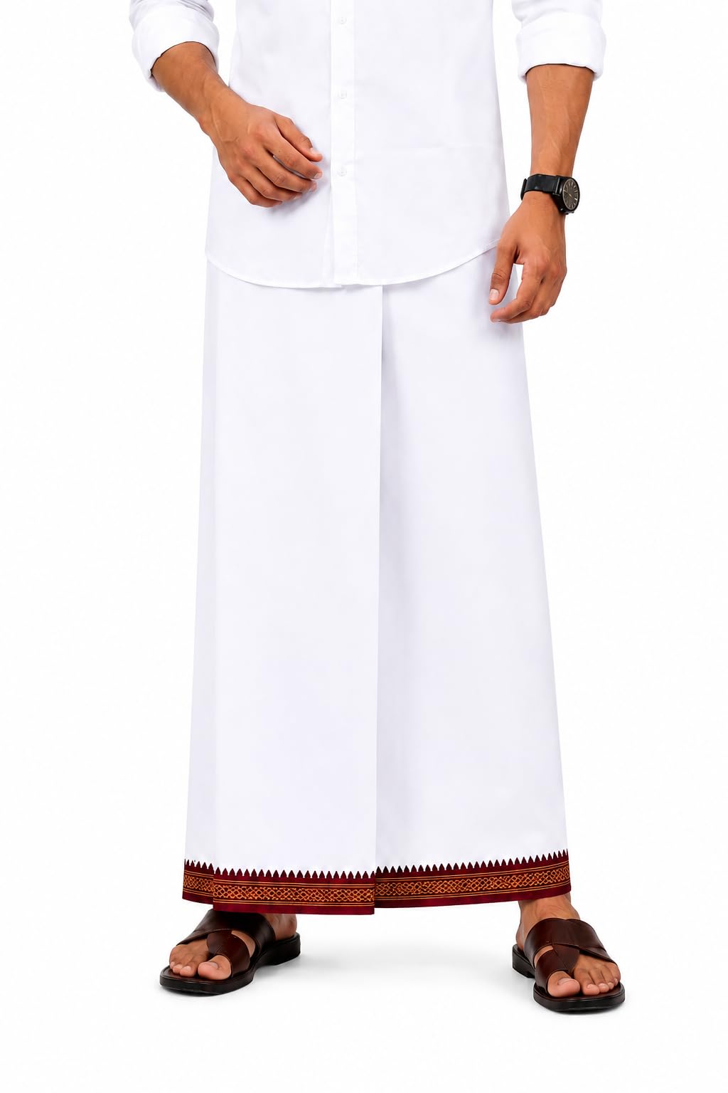 Pyore Cotton White madrasi Lungi for Mens, ke liye, Perfect for Everyday Wear, Comfortable and Stylish, Gift for Father, Pandit Ji and Same Other.Pack of 1-picture-35