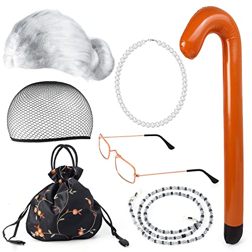 Set Disfraz Abuela Con Peluca y Accesorios miniatura 1