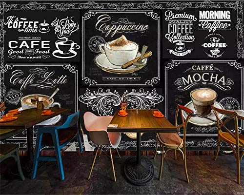 Maßgeschneiderte 3D Wallpaper Benutzerdefinierte Tapete 3D Fototapete Im Europäischen Und Amerikanischen Stil Retro Handbemalte Tafel Kaffee Catering 3D Tapete-300_X_210Cm Hauptdekorationen Für Wohn Cover