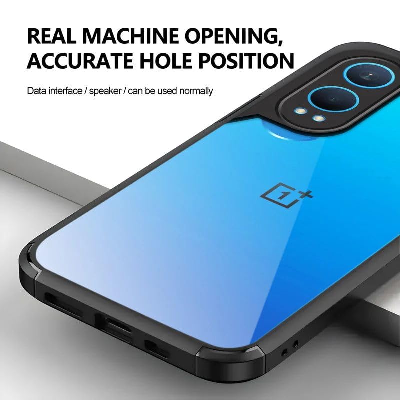 Image of TOUCCH Oneplus Nord CE4 Lite Hybrid Clear Back Case | Shock Proof Design & Camera Protection | Silicone Frame Transparent Cover for Oneplus Nord CE4 Lite | Rubberised Borders - Black