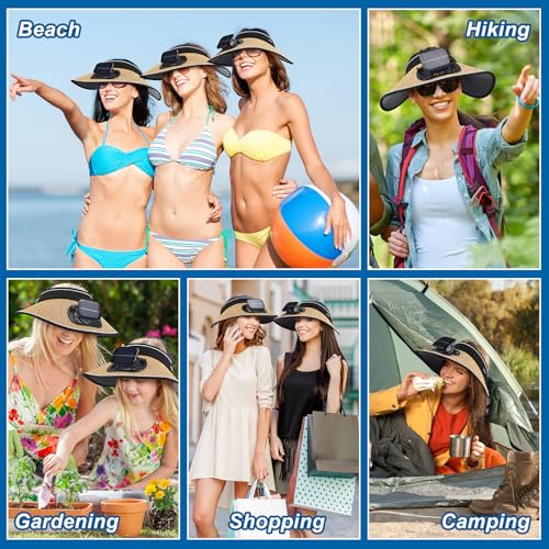Visera con ventilador solar y protección UV para mujer miniatura 6