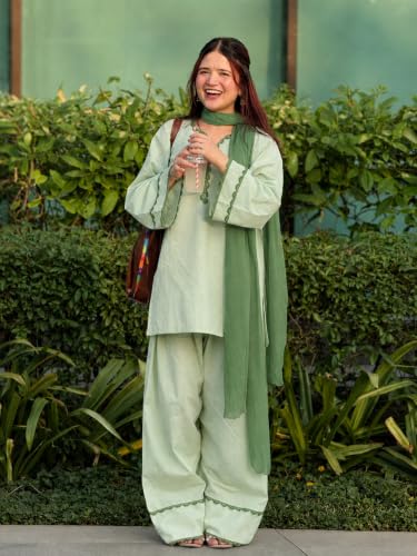 Image of ANNI Designer Cora Cotton Farshi Salwar Suit for Women | Farsi Style Kurti | Farasi Kurta with Dupatta | Parsi Ethnic Dress | Indian Office Party Traditional Clothing Fashion Wear