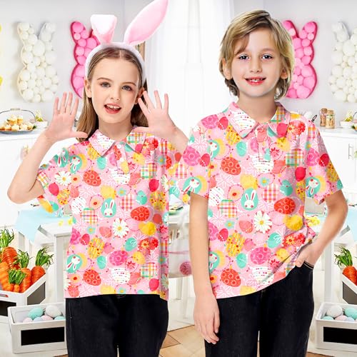 Image of AOBUTE Kids 4th of July Polo American Flag Short Sleeve Button Down Shirts Tops 3-14 Years