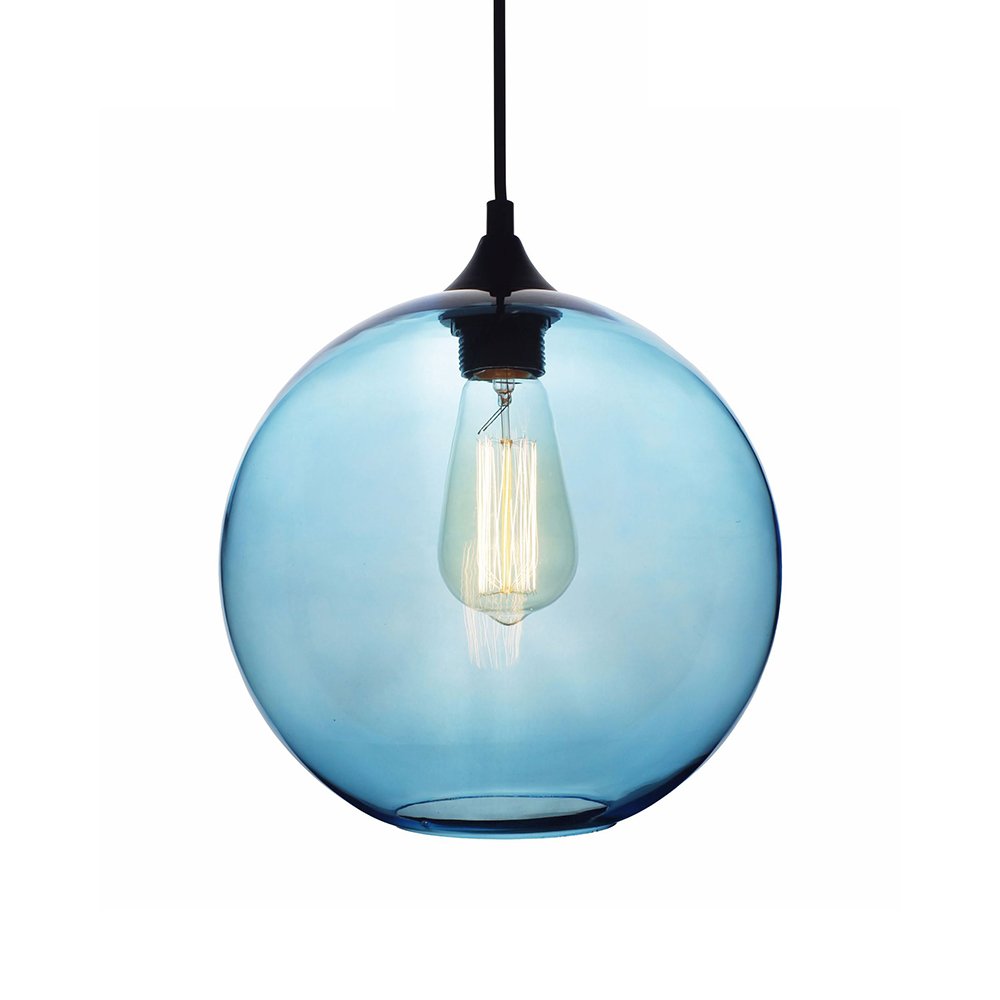HJXDtech-New Glass Lampshade DIY Chandelier Loft Pendant Light Retro Ceiling Lamp (Blue)