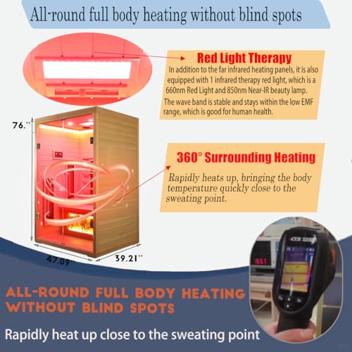 Ceramic Infrared Sauna 2 Person Infrared Sauna w/Red Light Therapy - Image 3