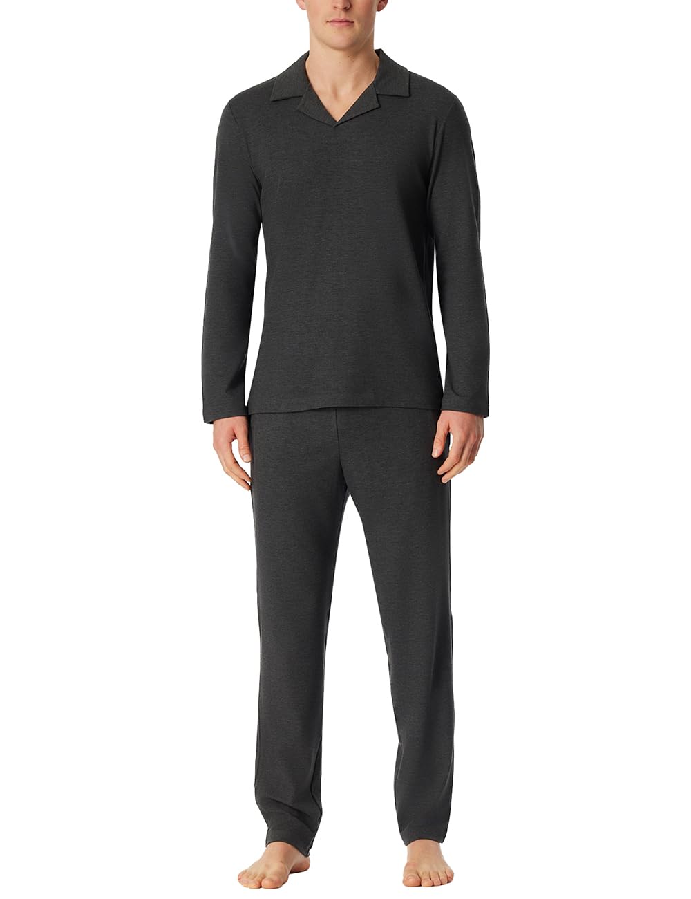 Schiesser Herren Herren Schlafanzug Lang mit Kragen Polokragen - Interlock - Selected Premium Warming Pyjamaset