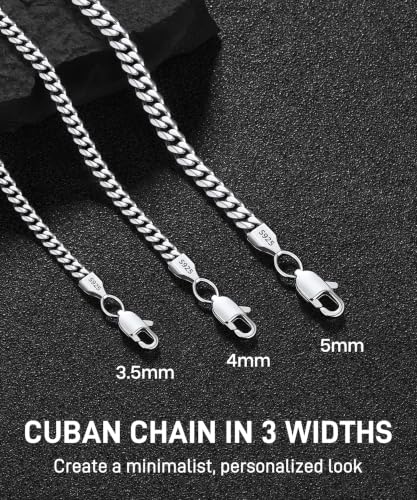Eterjew 3.5mm S925 Sterling Silver Cuban Chain Necklace for Men 20 Inch - image 4