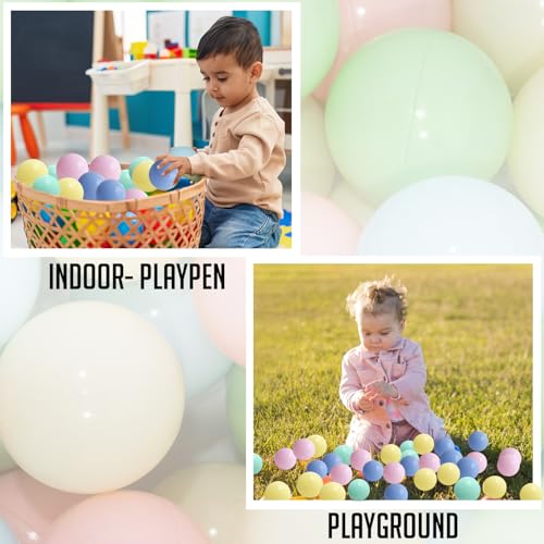 Image of Amazon Brand - Jam & Honey | 100 Multicolour Plastic Balls for Kids (6cm)| Fun Balls | Exercise & Fitness Non-Toxic, Soft and Safe | for Kids 12 Months + | Multicolor