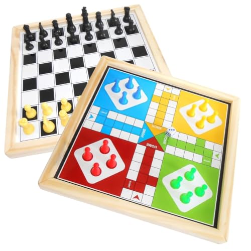Image of THE GAME FACTORY Magnetic 2-in-1 Wooden Chess and Ludo Board Game - Premium Travel-Friendly Game Set for Kids & Family - Durable Wooden Board with Bright Colors