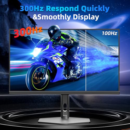 Image of FYHXele 27 inch Gaming Monitor 300Hz, QHD 1440P, 0.8ms Frameless, Ultra Slim Computer Monitor, Height /Pivot /Swivel /Tilt Adjustable Vertical Monitor, Support FreeSync, VESA, DP*2, HDMI*2