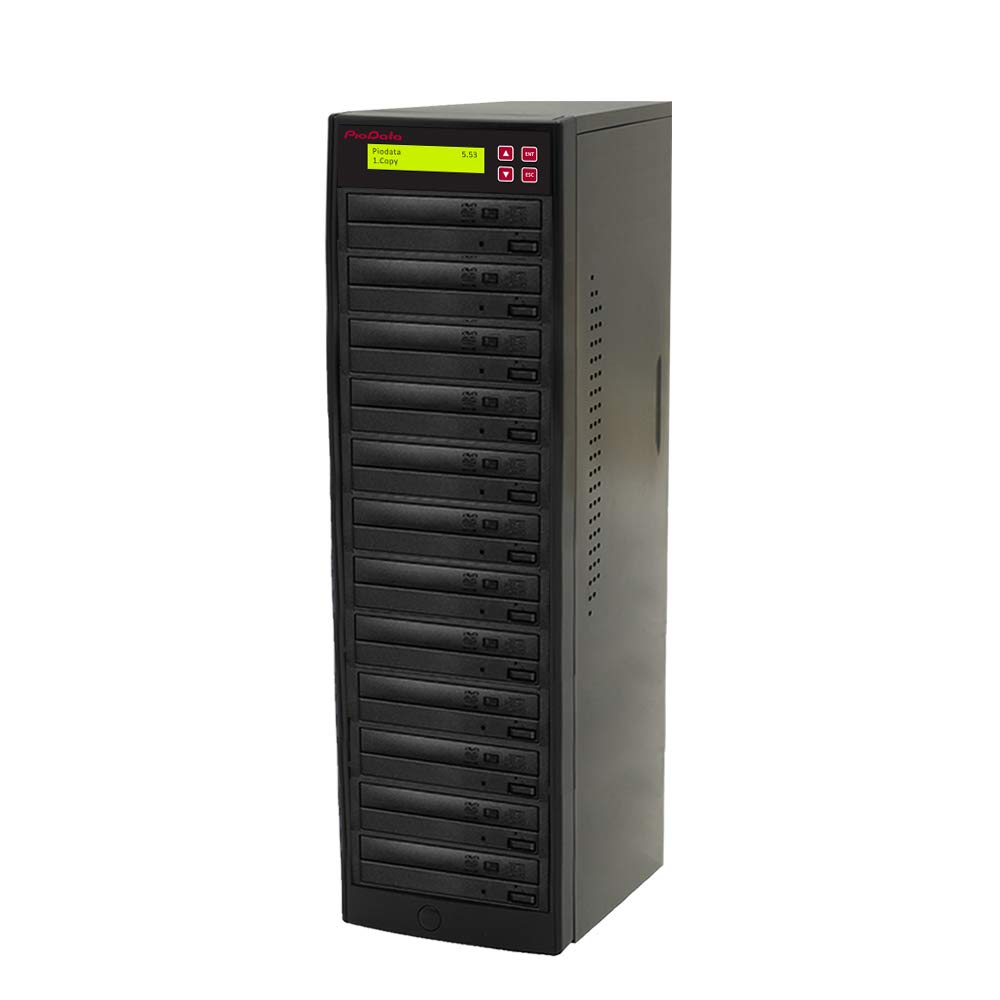 Piodata 1 to 11 24X Burner M-Disc Support CD DVD Duplicator - Standalone Copier Duplication Tower PIO-S11T-DVD-BK