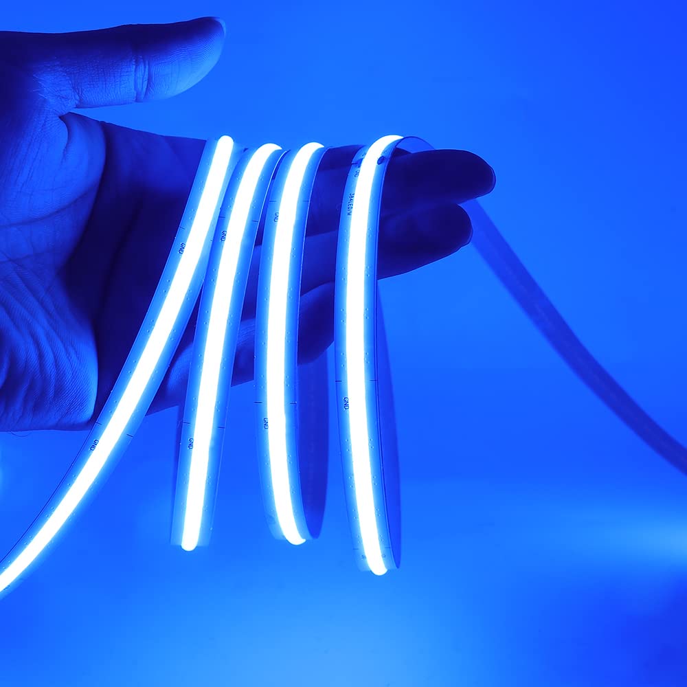 XUNATA COB LED Strip Lights, 2m/6.6ft Flexible Bendable COB LED Rope Lights DC 5V 320 LEDs/m Ice Blue Non-Waterproof LED Backlight Tape Lights with USB Touch Dimming for Living Room, Cabinet Lighting