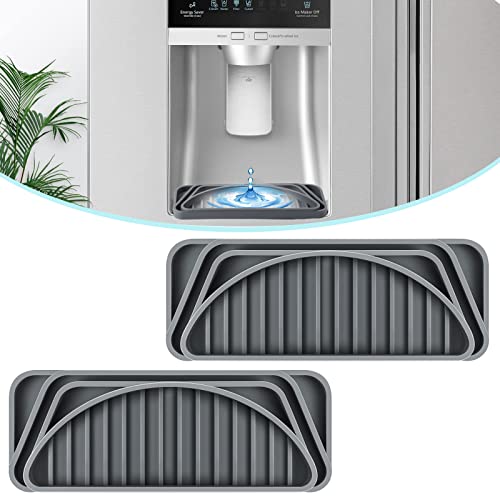 2Pack Refrigerator Drip Catcher Tray, Cuttable Silicone Fridge Drip Tray Protects Ice And Water Dispenser Pan, Refrigerator Water Catcher For Water Dispensers,Fridge Spills Water Pad Catch Basin, Grey #TOP8