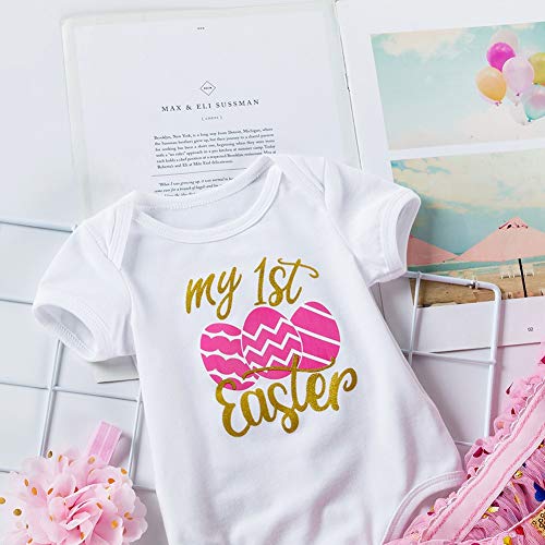 Agqt Baby Girls 1St Easter Outfit Set 3Pcs Romper With Pink Polka Dot Tutu Skirt And Headband Size 12-24 Months(80) #TOP3