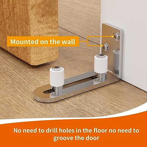 Wolfbird Adjustable Floor Guide Sliding Barn Door Wall/Door Bottom Guide Stainless Steel Style(1PC, Silver, C-Style (1PC) - Image 4