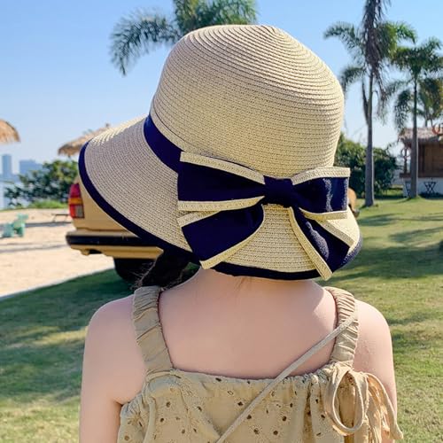 Breathable Wide Brim Sun Hat for Girls Summer UV Protection Straw Hats Floppy Beach Bucket Hat Fitted for Kids Toddlers3