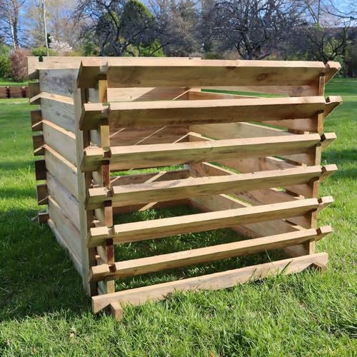 1575-449L Easy Fill Wooden Compost Bin | 6 Sizes (Brown, 449L - H65cm x W75cm x D92cm)