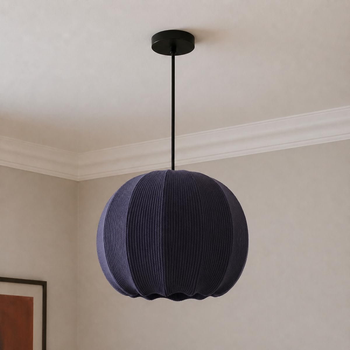 Cgc Lighting Navy Round Indoor Lamp Shade Ribbed Stretch Cotton Fabric Hanging Ceiling Floor Table Lamp (Navy Round)