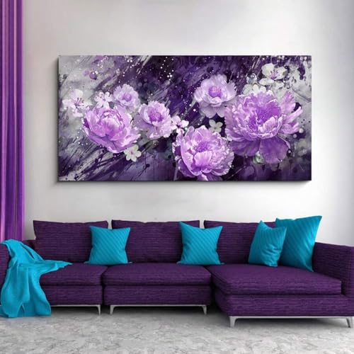 Toile d'art mural violet floral 40x80cm avec cadre interne XBTYKPB - 3