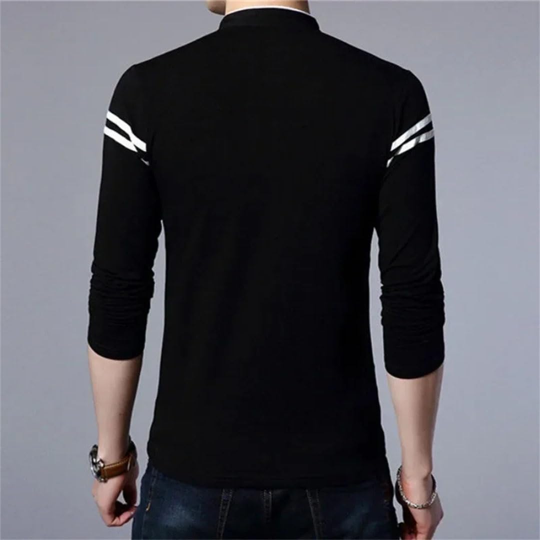 Camiseta polo de manga larga para hombre, lisa, unicolor, Harajuku, ropa de calle