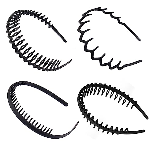 4 Stück Haarband,Schwarz Welle Stirnband,Zickzack Haarreif,Elastisches...