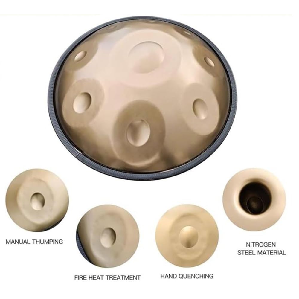 Strumento a percussione Handpan in sol minore, 440 Hz, Tamburo a Mano in Acciaio da 22 Pollici con Borsa, 9 Note per Meditazione e Allenamento Musicale, percussioni per Adulti, Principianti