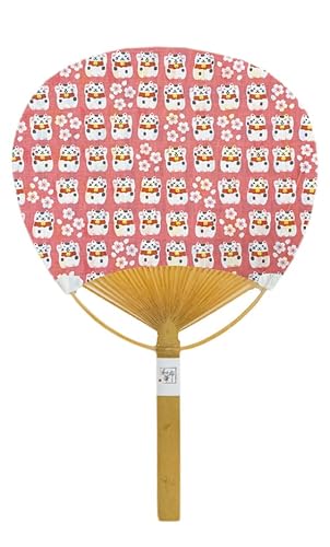 プレーリードッグ 手ぬぐい竹うちわ 桜と招き猫 TUW-009