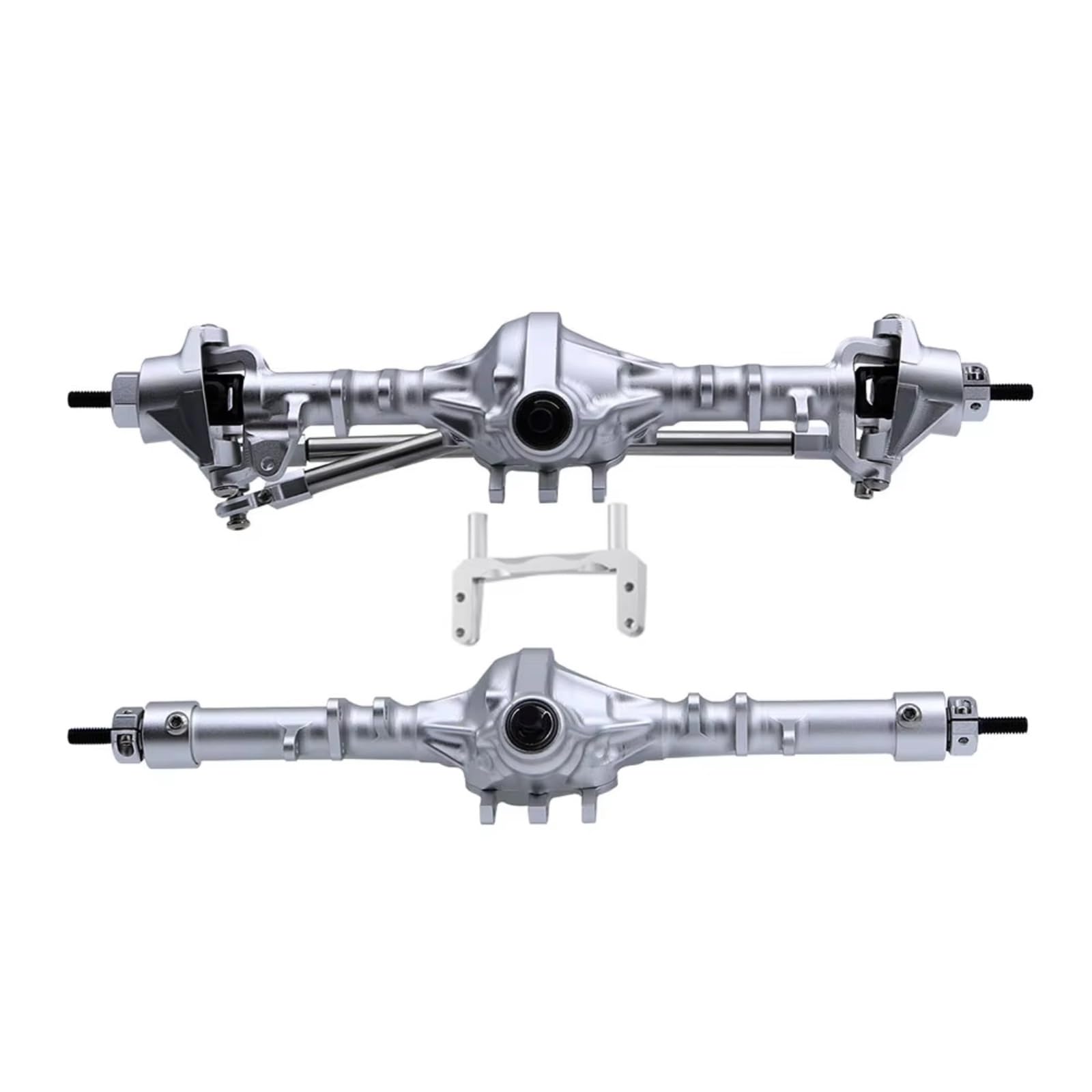 ASSE del Portale RC per Axial per SCX10 II 90046 1/10 RC Crawler Car Upgrade Parts CNC Alluminio Assali Anteriori Posteriori Dritti Completi(Silver)