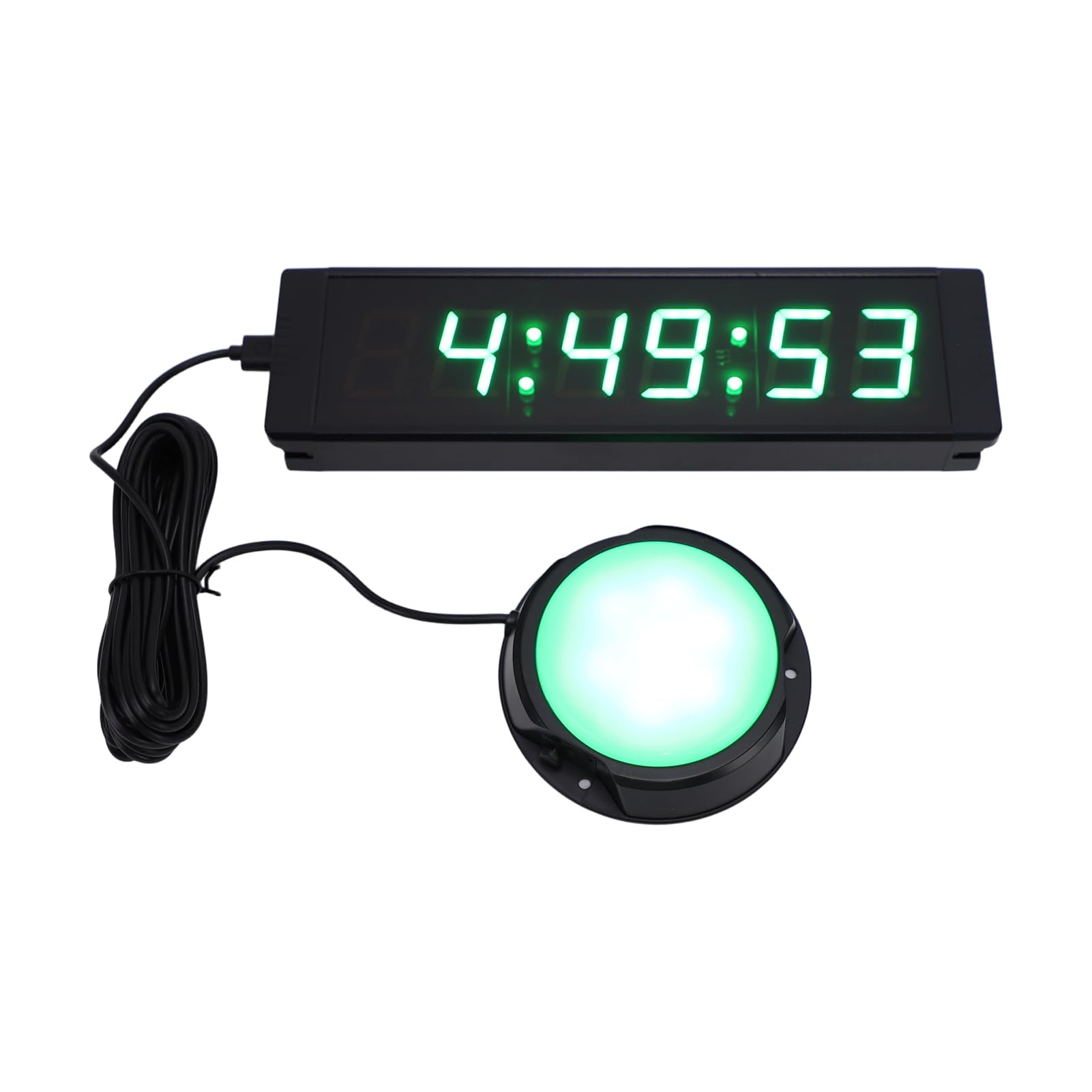 Fafeicy Temporizador de Torneo LED Reloj de Cuenta Regresiva Digital de Aleación de Aluminio Pantalla Verde de 6 Dígitos Control Remoto Recargable de 4000 MAh para Gimnasio Reuniones de