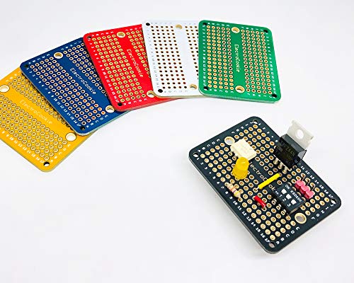 ElectroCookie Mini PCB Prototype Board Solderable Breadboard for Arduino and DIY Electronics Projects, Gold-Plated (6 Pack, Multicolor)