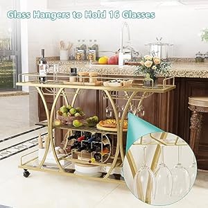 mikibama Industrial Bar Cart Farmhouse Mobile Metal Wooden Home Mini Bar Cart Small Rustic Rolling Serving Bar Carts with Wine Rack & 3 Tier Storage Shelves for Kitchen (Update Golden) mikibama Industrial Bar Cart Farmhouse Mobile Metal Wooden Home Mini Bar Cart Small Rustic Rolling Serving Bar Carts with Wine Rack 3 Tier Storage Shelves for Kitchen Update Golden