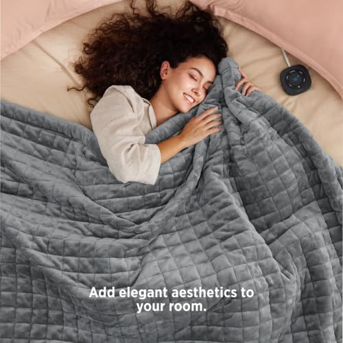 Image of Bedsure Luxury Quilted Heated Blanket Twin, Thick Electric Blanket, Gray