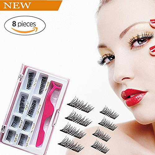 Upgraded Magnetic False Eyelashes,Long Triple 3 Magnetic 0.2mm Ultra Thin 3D Reusable Fake Lashes,No Glue Required,Full Size Natural Look 1 Pair