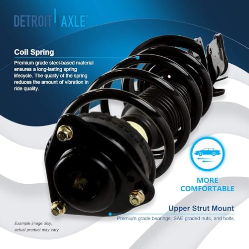 Image of Detroit Axle - 2 Front Struts for 2008 2009 2010 Dodge Grand Caravan Chrysler Town & Country, Complete Struts w /Coil Springs Replacement Quick Install Ready Strut Shock