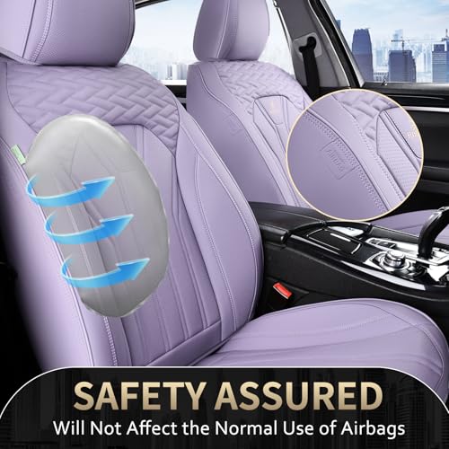 Image of FLORICH Car Seat Covers, Leather Front Seat Cover, Purple Waterproof Seat Covers, Automotive Seat Cover 2 Pack, Luxury Universal Seat Cushion Car Seat Protector Fit for Most Cars Trucks SUVs