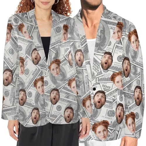 Custom Blazer Jacket for Women Men Personalized Face Couples Blazer Suit Funny Business Casual Christmas Coats Gift